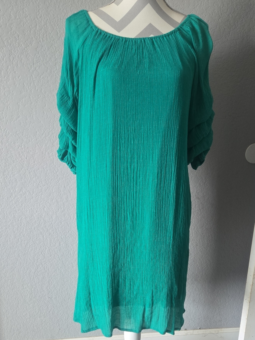 Indigo Rose Crinkle Gauze Peasant Dress
